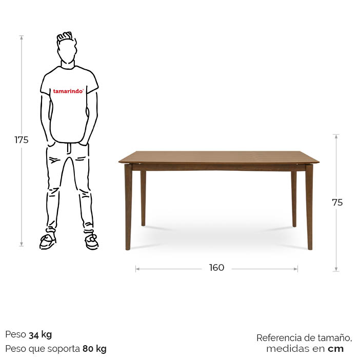 Mesa De Comedor P/6 Nogal Moit | Mesas P/6 | comedores